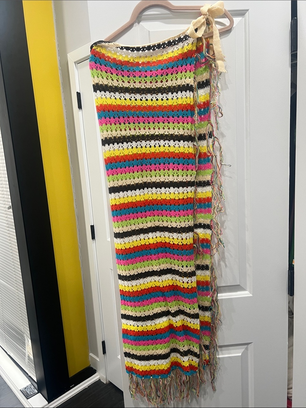 Multicolor Crochet Maxi Swim Cover-Up with Fringe​
